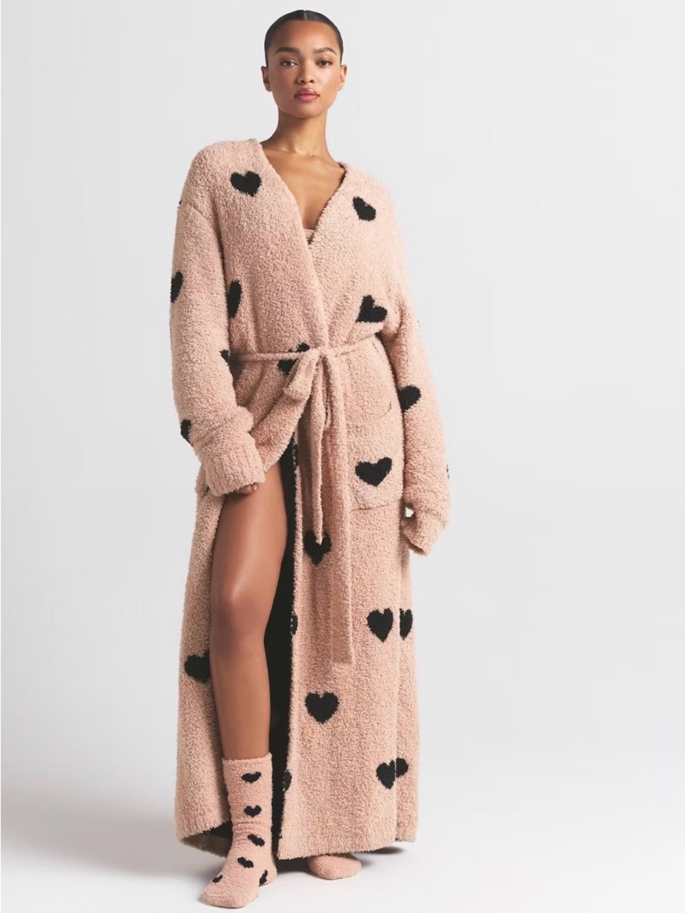 Skims fuzzy heart robe